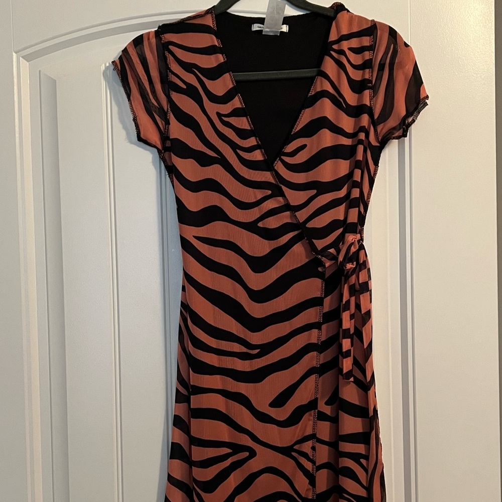 Animal Print Wrap Mini Dress